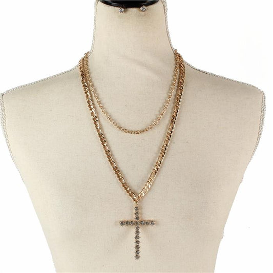 Metal Cross Necklace Set