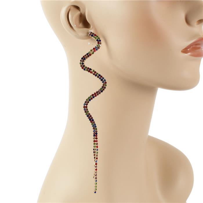 Rhinestones Long Earring