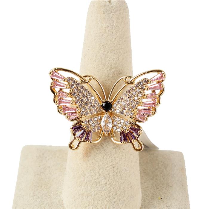 CZ Butterfly Adjustble Ring