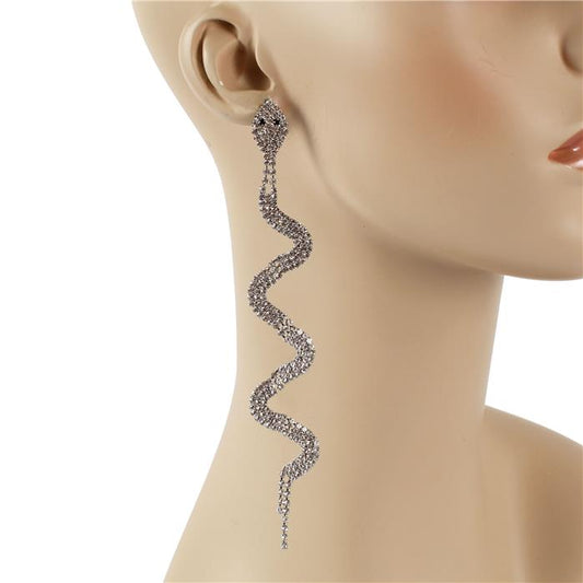 Rhinestones Snake Long Earring