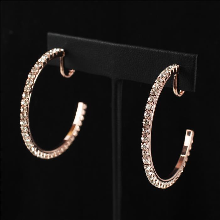 40 MM  Clip On Rhinestones Hoop Earring