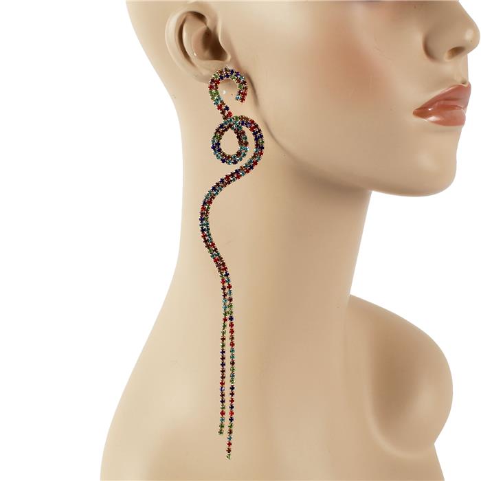 Rhinestones Long Earring