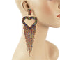 Rhinestones Fringe Long Earring