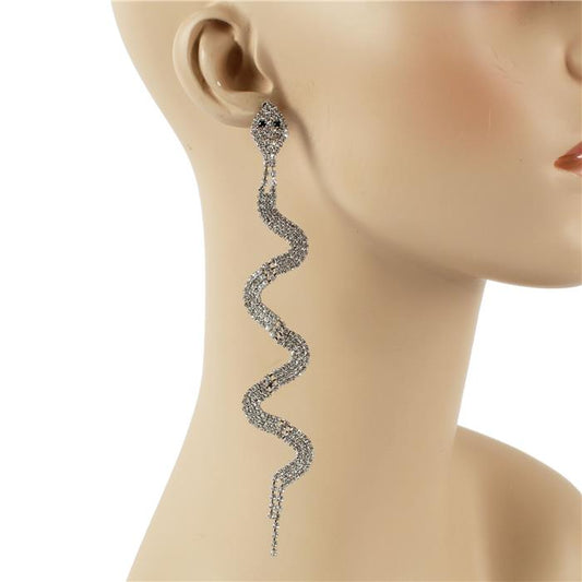 Rhinestones Snake Long Earring