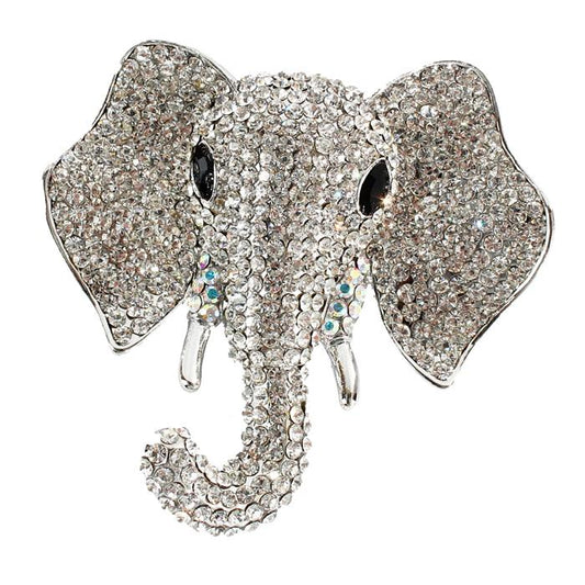 Crystal Elephant Brooch