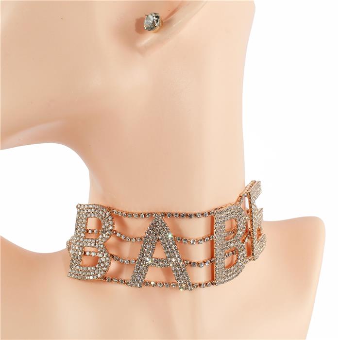 BABE Rhinestones Choker Set