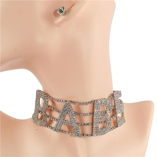 BABE Rhinestones Choker Set