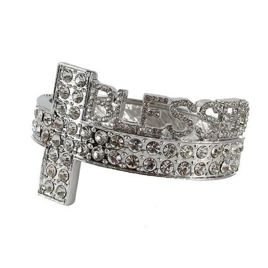 BLESSED Rhinestones Cuff Bangle