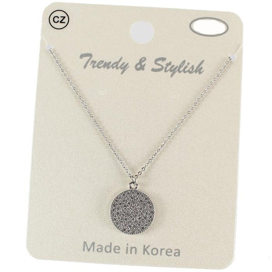 CZ  Round Charm Necklace