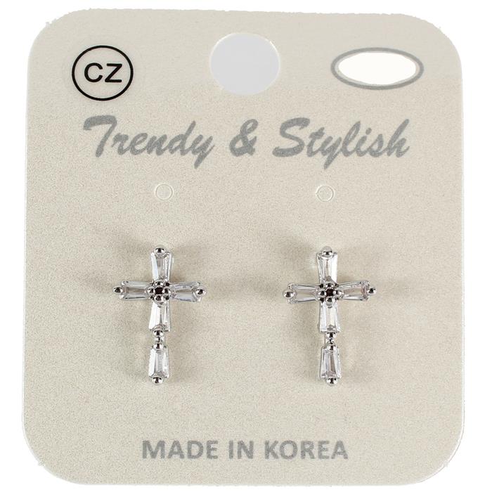 CZ Cross Earring