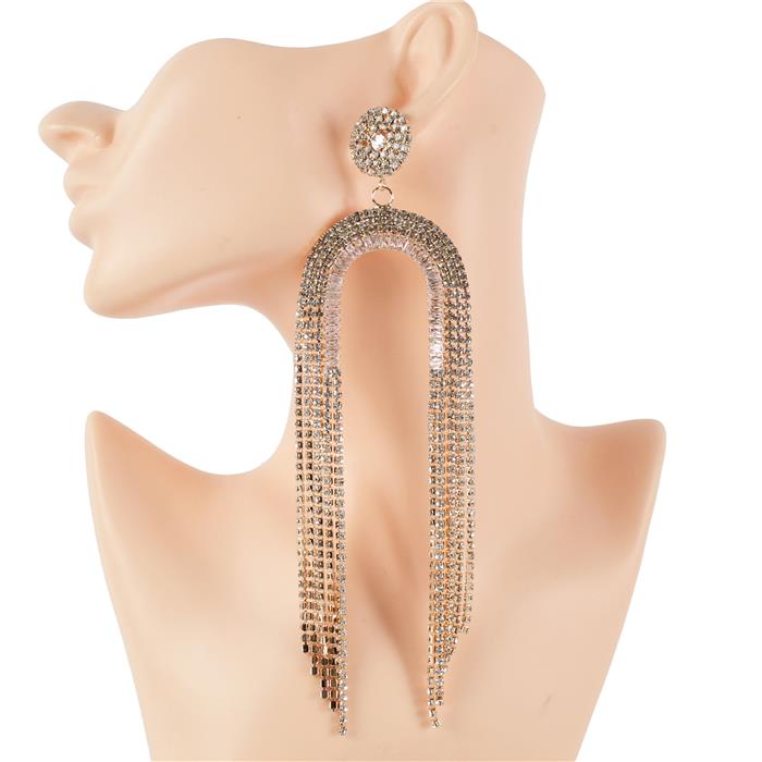 Rhinestones Long Earring