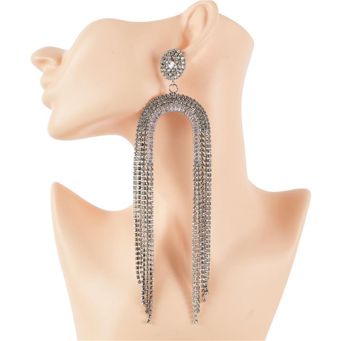 Rhinestones Long Earring