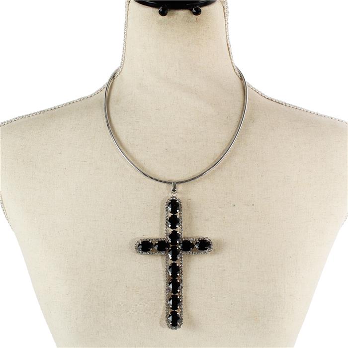 Crystal Cross Necklace Set