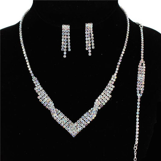 3 PC Rhinestone Necklace Set