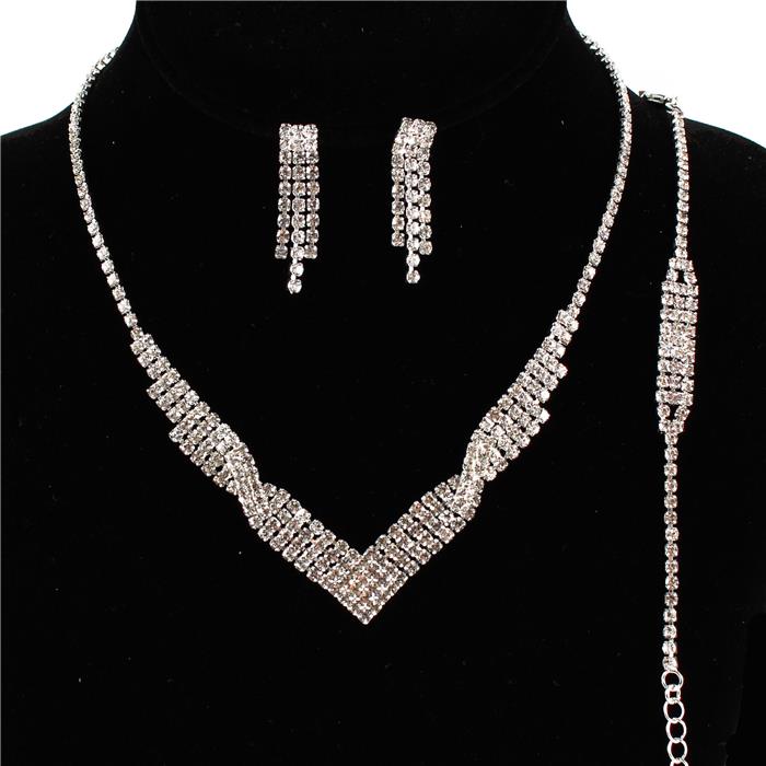 3 PC Rhinestone Necklace Set