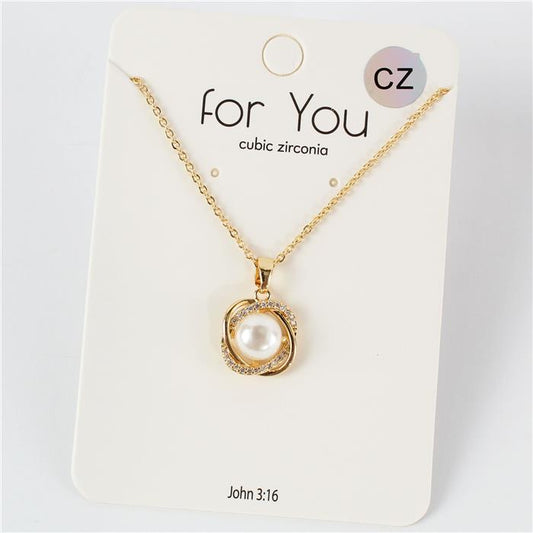 CZ  Pearl  Necklace