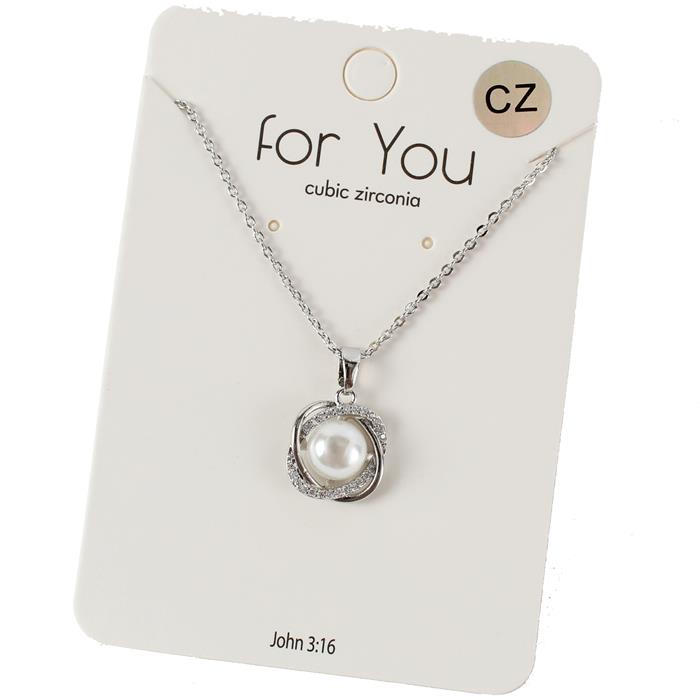 CZ  Pearl  Necklace