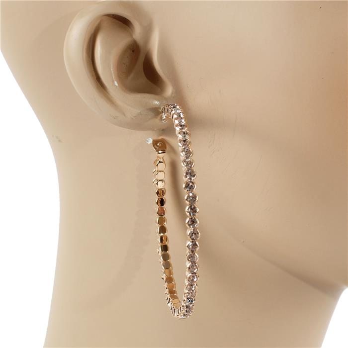 60 MM Rhinestone Hoop Earring