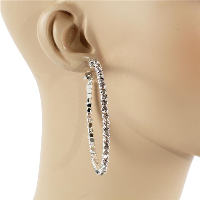 60 MM Rhinestone Hoop Earring