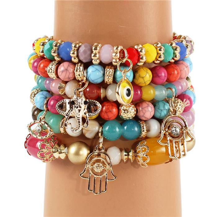 Bead Multilayereds Stretch Bracelet