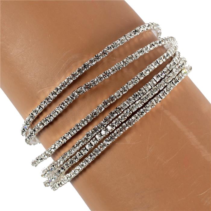 Rhinestones Multilayereds Stretch  Bracelet