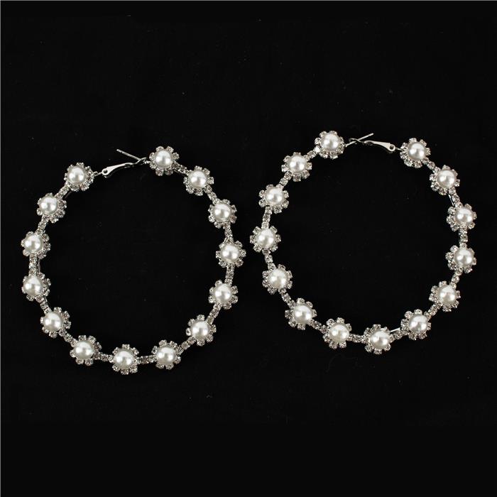 80 MM  Rhinestones Hoop Earring