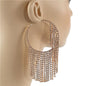 Rhinestones Hoop Fringed Earring