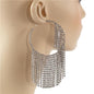 Rhinestones Hoop Fringed Earring