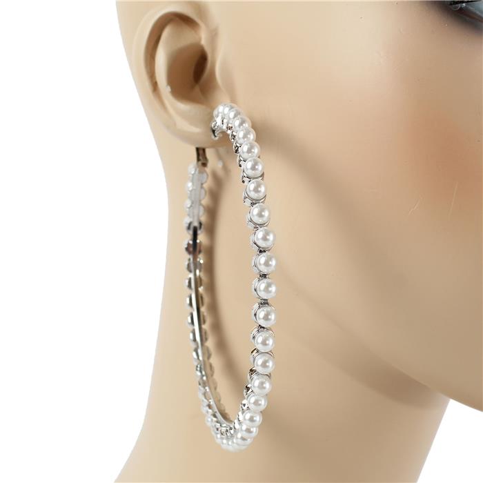 80 MM Pearl Hoop Earring