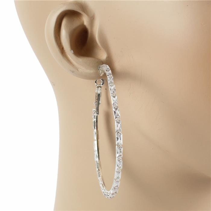 70 MM Rhinestones Hoop Earring