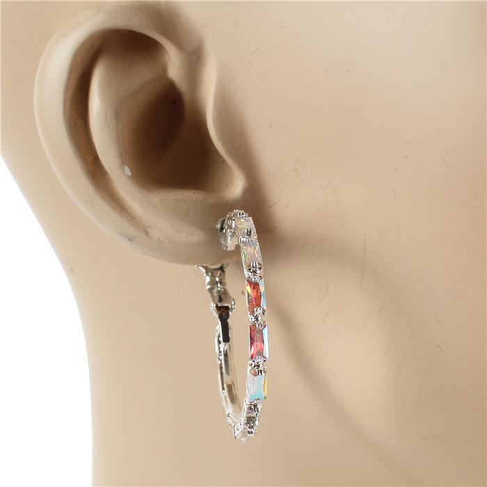 40 MM Rhinestones Hoop Earring