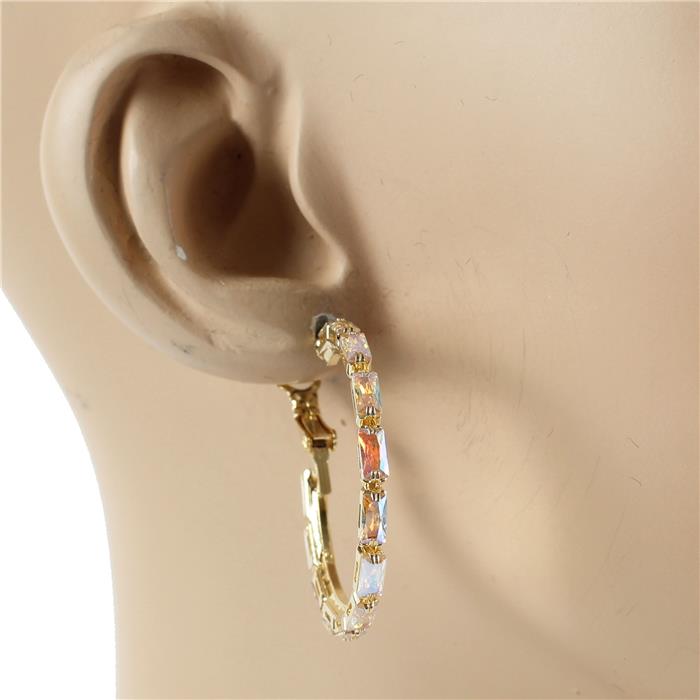 40 MM Rhinestones Hoop Earring