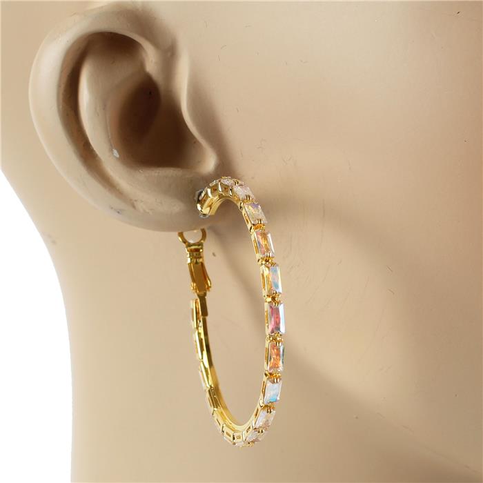 4.5 MM Rhinestones Hoop Earring