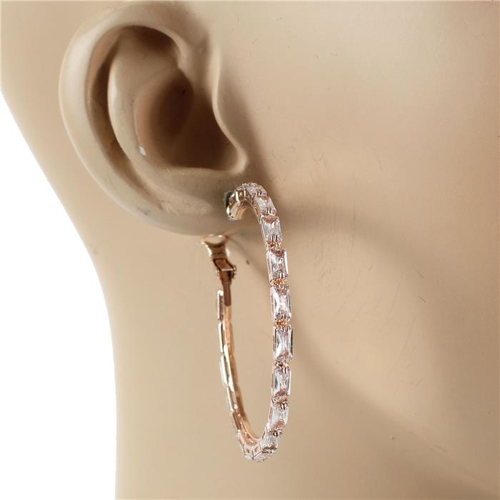 4.5 MM Rhinestones Hoop Earring