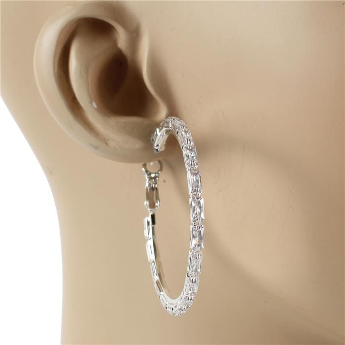 4.5 MM Rhinestones Hoop Earring