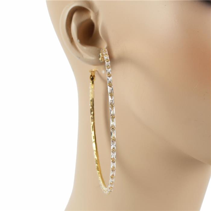 90 MM Rhinestones Hoop Earring