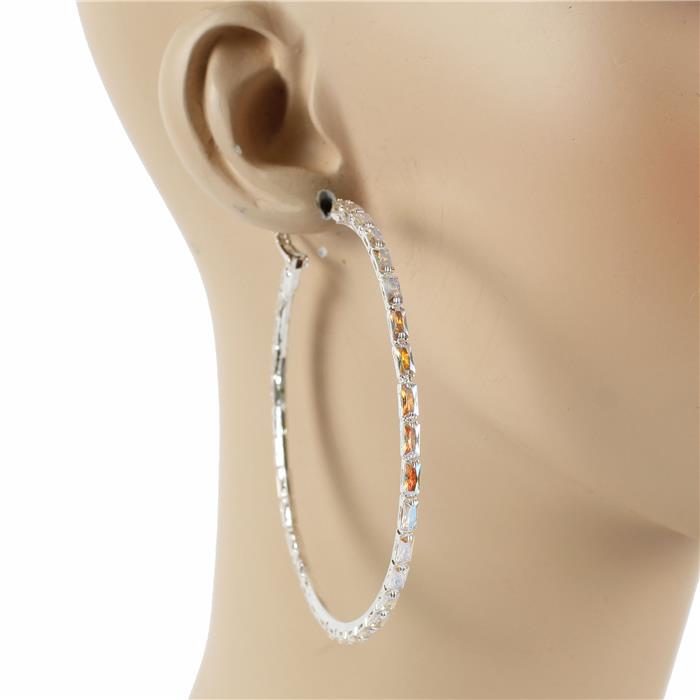 8 MM Rhinestones Hoop Earring