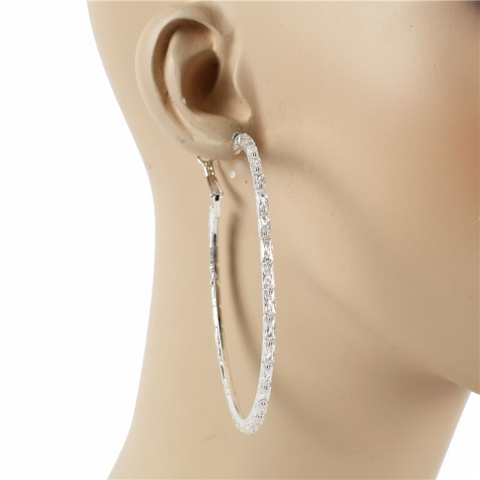 8 MM Rhinestones Hoop Earring