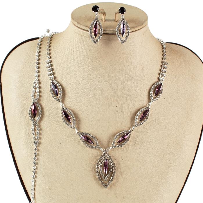 3 PC Rhinestones Necklace Set