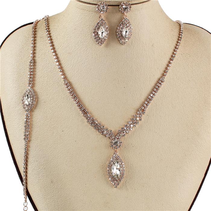 3 PC Rhinestones Necklace Set