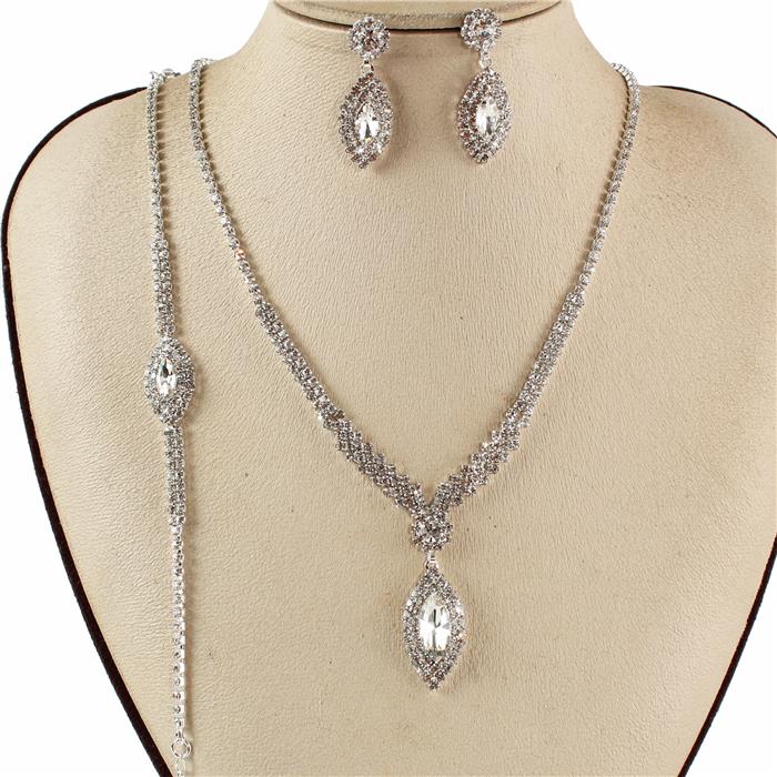 3 PC Rhinestones Necklace Set