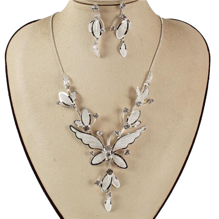 Rhinestones Butterfly  Necklace Set