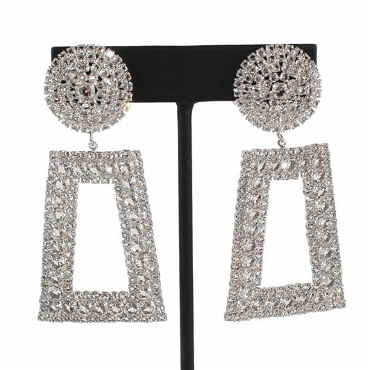 Clip On Rhinestones Dangle Earring