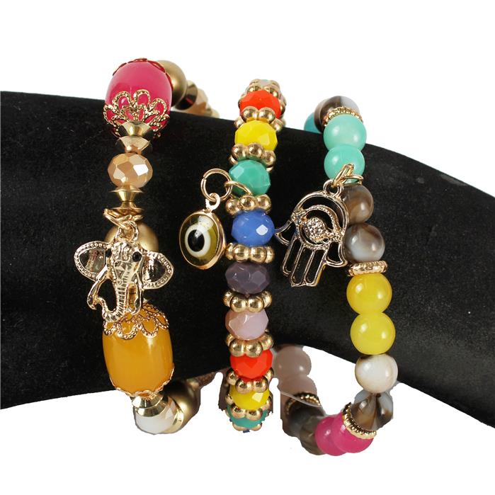 Hamsa Bead 3 Layereds Bracelet