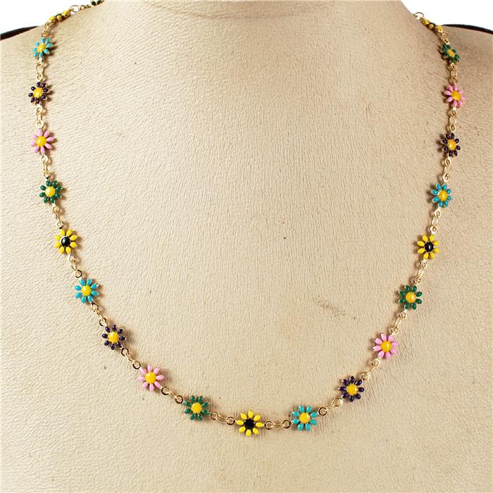 Daisy Flower Necklace Made In Korea