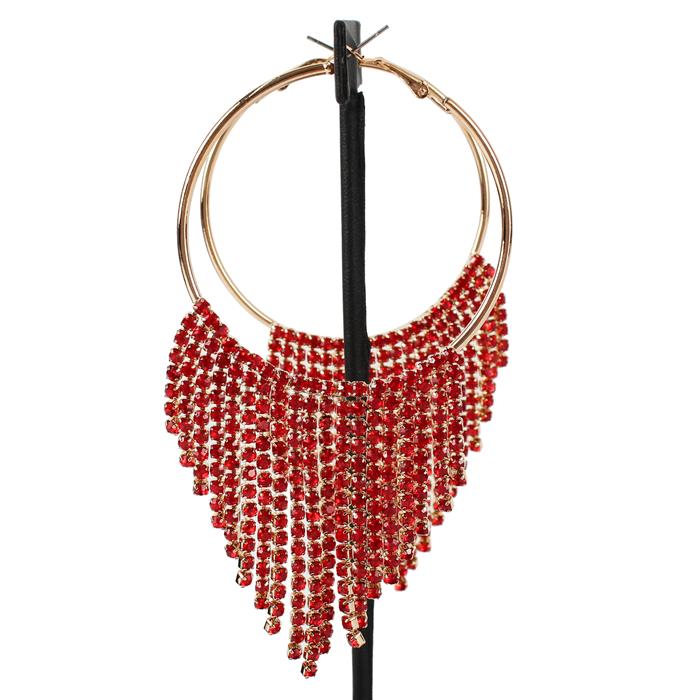 Rhinestons Hoop Fringe Earring