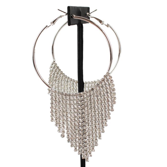 Rhinestons Hoop Fringe Earring