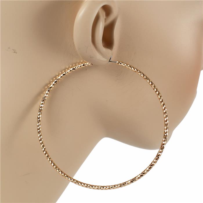 90 MM Diamond Cut Hoop Earring