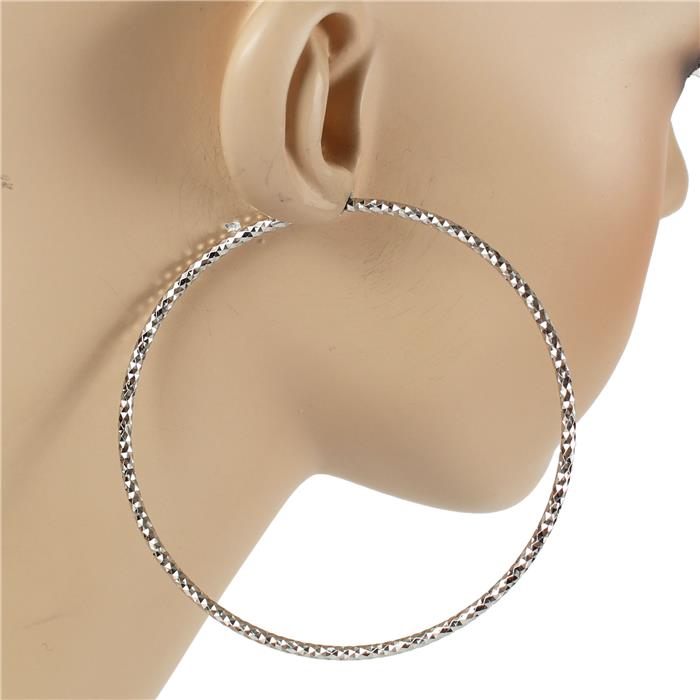 90 MM Diamond Cut Hoop Earring