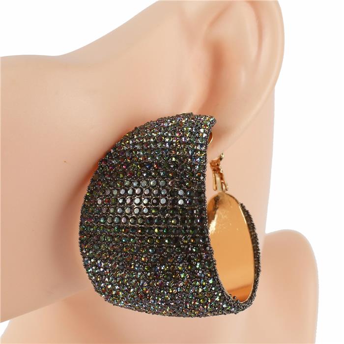 Rhinestones Thick Hoop Earring